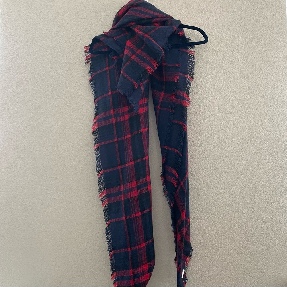 Plaid blue and red scarf